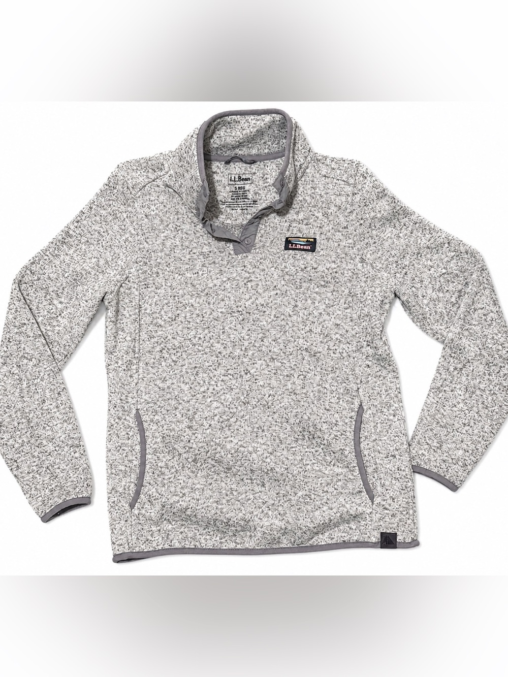 L.L.Bean Sweater Fleece Pullover Gray Snap Mock Neck Jacket Women’s S